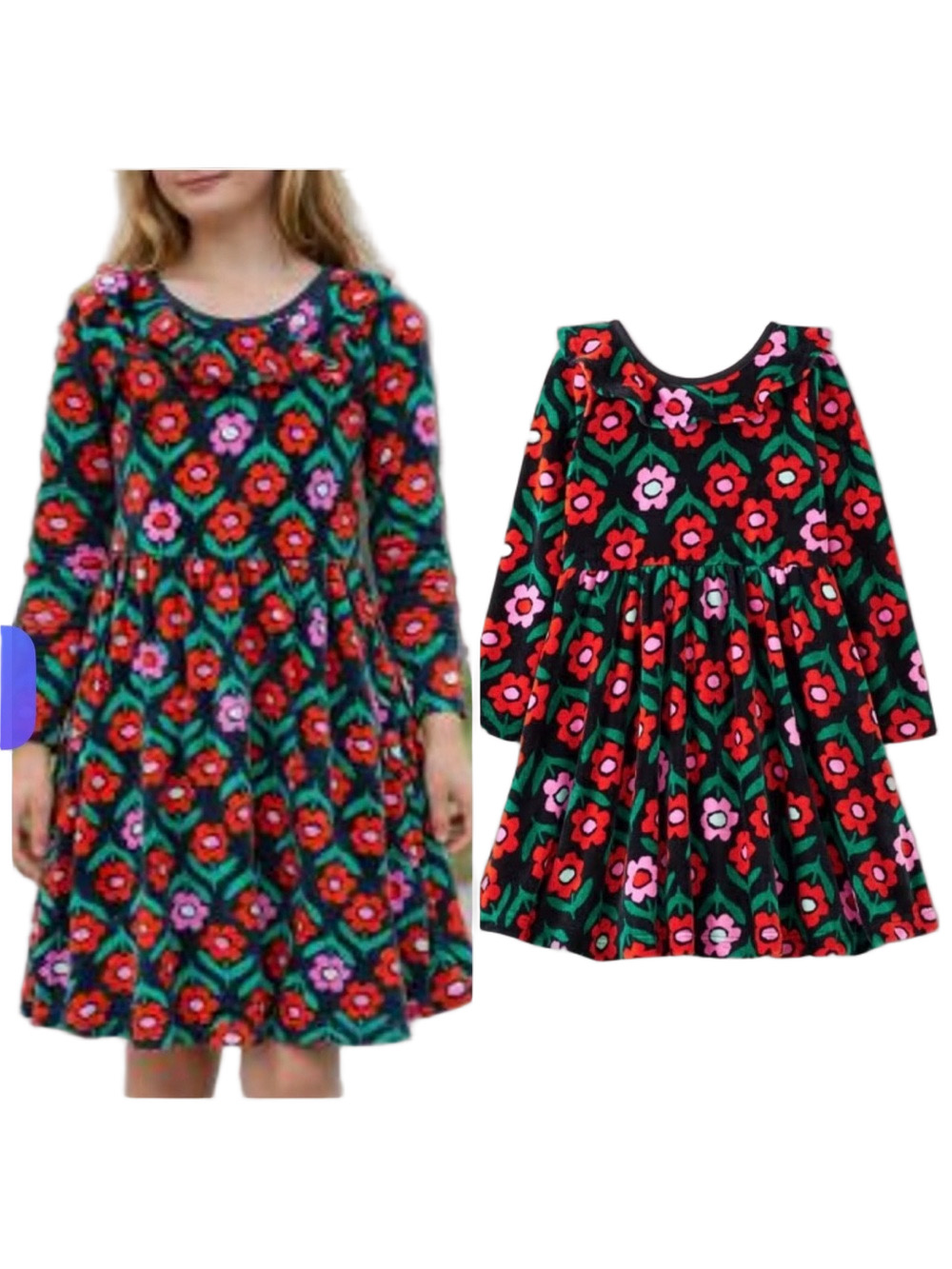 🐕🦺Hanna Andersson print velour super soft skater dress size 6-7 GUC